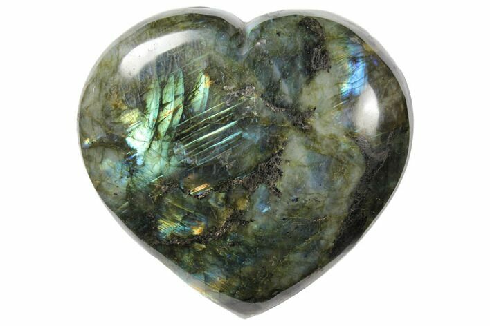 Flashy Polished Labradorite Heart - Madagascar #126696
